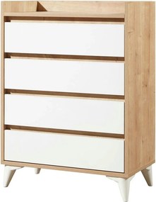 Comoda TUVALLE 040, alb/stejar, PAL melaminat, 70x40x92 cm