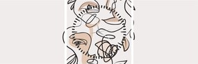 Tablou - Line art facials (cu ceas) (90x30 cm)