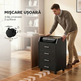Vinsetto comodă birou,comodă birou cu roți, comodă documente, comodă pe roți, comodă cu sertare, mobilier birou | Aosom Romania