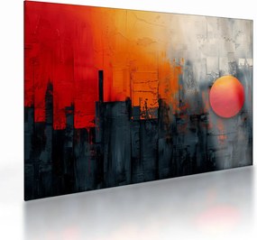 Tablou pe sticlă - Pictura abstractă a orașului (70x50 cm)