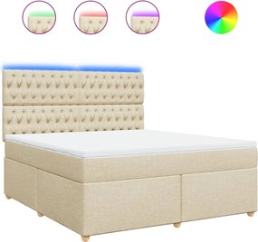 vidaXL Pat continental cu saltea, crem, 180x200 cm, textil