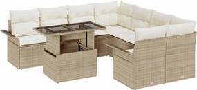 vidaXL Set de canapele pentru grădină cu pernă 9 pcs Bej Poli Rattan