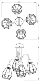 Lustră aplicată BERGEN 4xE27/60W/230V