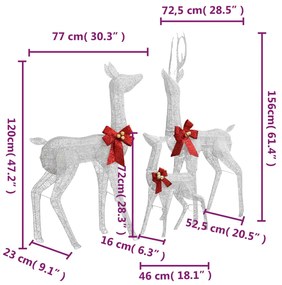 Decoratiune de Craciun familie de reni 201 LED-uri alb argintiu Alb, 1