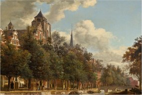 Tablou - Jan van der Heyden, View Down a Dutch Canal, reproducere (90x60 cm)