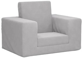341822 vidaXL Canapea extensibilă pentru copii, gri deschis, pluș moale