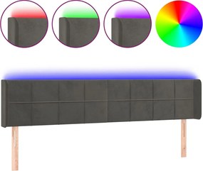 vidaXL Tăblie de pat cu LED, gri închis, 163x16x78/88 cm, catifea