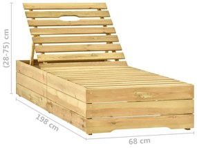 Sezlong de gradina cu masa si perna, lemn de pin tratat 1, Rosu
