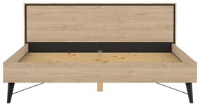 Pat matrimonial în culoare naturală cu aspect de lemn de stejar cu somieră 180x200 cm Ry – Tvilum