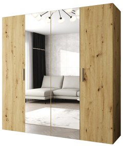 Dulap de haine 200 cm Borry 2 (Stejar artisan + Argintiu). 1125823