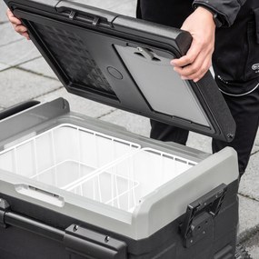 Outsunny Frigider Auto 40L cu Iluminare LED Compresor Frigider Portabil cu Mânere Role de Transport Barcă Călătorii 12/24V DC și 110-240V AC Gri+Negru | Aosom Romania