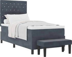 vidaXL Pat cu arcuri cu saltea Gri închis 90 x 190 cm Catifea