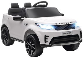 HOMCOM Mașinuță Electrică pentru Copii 3-6 Ani sub Licență Land Rover Discovery 12V, 2.5-4.5 km/h Auto Electrică pentru Copii cu 2 Motoare, Suspensii, Telecomandă, USB, Muzică, Faruri și Claxon, Alb | Aosom Romania