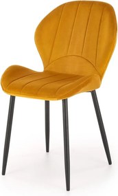 Scaun K538, galben mustar/negru, stofa catifelata/metal, 48x57x85 cm