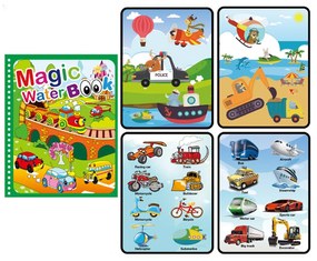 Carte de colorat cu apă, reutilizabilă, Magic WaterBook, Mașini