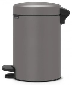 Cos de gunoi cu pedala Brabantia NewIcon 1001096, 3 L, Inchidere lina, Baza antiderapanta, Finisaj mineral, Gri