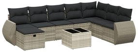 3264208 vidaXL Set mobilier de grădină cu perne, 8 piese gri deschis poliratan