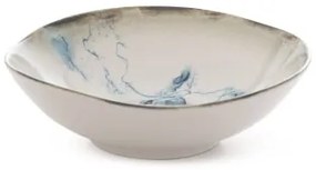 Set de masă, 24 piese, porțelan, alb/albastru