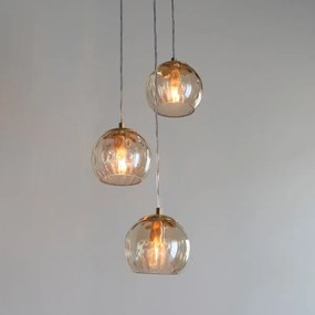 Endon 91971 - Lustră suspendată pe cablu DIMPLE 3xE14/7W/230V auriu/bej fumuriu