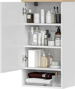 HOMCOM Dulap de perete pentru baie cu rafturi reglabile, compartiment deschis, lemn, Weiß | Aosom Romania