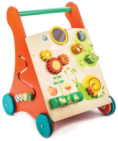 Tender Leaf Toys - Antemergator cu activitati in gradina din lemn - Baby Block Walker