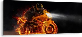 Tablou - Motociclist cu flăcări (120x50 cm)