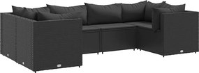 vidaXL Set mobilier de grădină cu perne, 6 piese, negru, poliratan