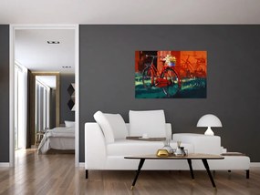 Tablou - Bicicleta roșie, pictură acrilică (90x60 cm)