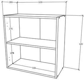 Corp haaus Karo, 2 Usi, Gri Lucios/Alb, MDF, 60 x 30 x 60 cm