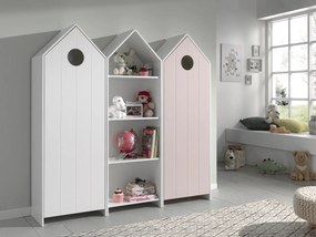 Set 3 Dulapuri pentru Copii Căsuță, Alb și Roz, (MDF) – CASAMI – Vipack