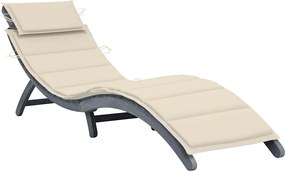 vidaXL Șezlong de grădină cu pernă gri, lemn masiv de acacia