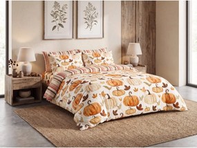 Lenjerie de pat flanelata PUMPKINS & STRIPES colorata Dimensiune lenjerie de pat: 2 buc 70 x 90 cm | 200 x 220 cm