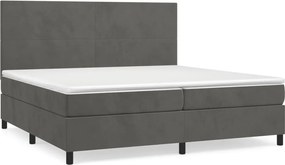 vidaXL Pat box spring cu saltea, gri închis, 200x200 cm, catifea
