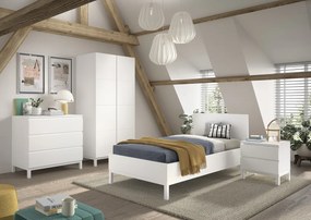 Set Complet Mobilier Cameră Copii EVA: Pat 90x200 cm, Noptieră, Dulap 2 Uși și Comodă, Alb – Vipack