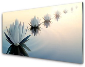 Tablou pe sticla Flori Floral Alb Albastru