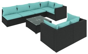 3102465 vidaXL Set mobilier de grădină cu perne, 8 piese, negru, poliratan