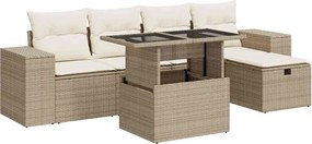 vidaXL Set canapele de grădină cu perne, 6 piese, bej, poliratan