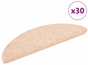 vidaXL Covorașe autoadezive pentru scări, 30 buc., 56x17x3 cm, crem, semirotunde