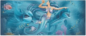 Tablou - Sirenă cu delfini (120x50 cm)