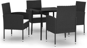 vidaXL Set de servit masa pentru grădină, 5 piese, negru