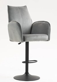 HR280W Scaun Gray din Catifea cu Bază Neagră