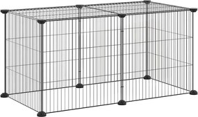 vidaXL Cușcă animale de companie, 8 panouri, negru, 35x35 cm, oțel