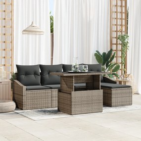 vidaXL Set de canapele pentru grădină cu pernă 6 pcs Gri