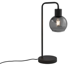 Lampa de masa Art Deco neagra cu sticla fumurie - Vidro