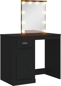 vidaXL Masă de toaletă cu LED-uri, negru, 90x42x132,5 cm