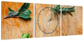 Tablou - Ierburi (cu ceas) (90x30 cm)