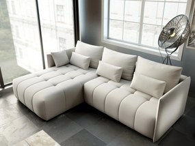 Colțar extensibil dumonde cu ladă de depozitare si sezut confortabil din spuma high-density, Malta Enjoy Beige 235x185 cm