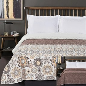 Cuvertură cu 2 fețe din microfibră DecoKing Alhambra, 240 x 260 cm, bej - maro