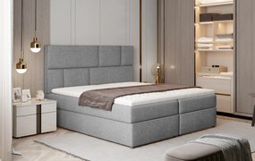 Pat matrimonial Boxspring 180 cm Florio (gri deschis) (cu saltele și sp. depozitare). 1025388