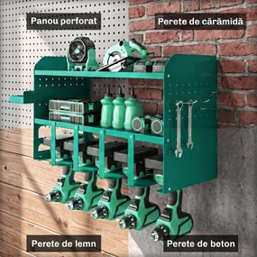Outsunny Suport pentru Unelte, Suport pentru 5 Burghie Electrice cu Tavă Laterală | Aosom Romania